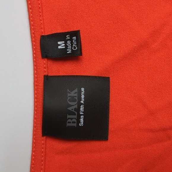 Saks Fifth Avenue Black Label Orange Plunge Neck Sleeveless Blouse Size M - Picture 7 of 9